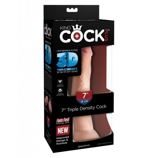 Фаллоимитатор на присоске Тройная плотность King Cock Plus 7 Triple Density Cock - Flesh