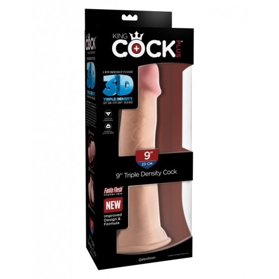 Фаллоимитатор на присоске Тройная плотность King Cock Plus 9 Triple Density Cock - Flesh