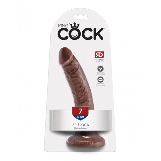 Фаллоимитатор на присоске King Cock 7 Cock - Brown коричневый