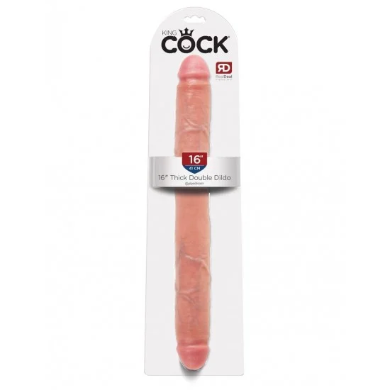 Двухсторонний фаллоимитатор телесный King Cock 16 Thick Double Dildo - Flesh Двухсторонний фаллоимитатор телесный King Cock 16 Thick Double Dildo - Flesh