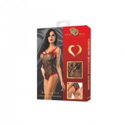 Боди с цветочным орнаментом и отделкой из атласной ленты Боди с цветочным орнаментом и отделкой из атласной ленты