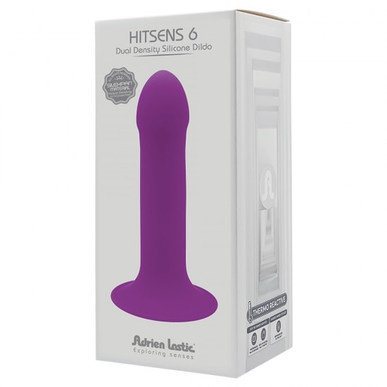 Дилдо на присоске с двойной плотностью HITSENS S06 Purple ADRIEN LASTIC DILDO DUAL DENSITY