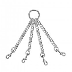 Четыре цепи на кольце с одной стороны и карабинами на другой 150мм каждая цепь Четыре цепи на кольце с одной стороны и карабинами на другой 150мм каждая цепь