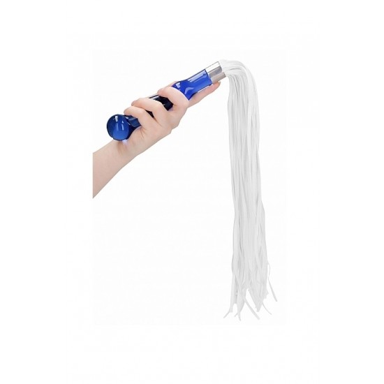 Синий анальный стимулятор-плеть Whipster с белыми хвостами