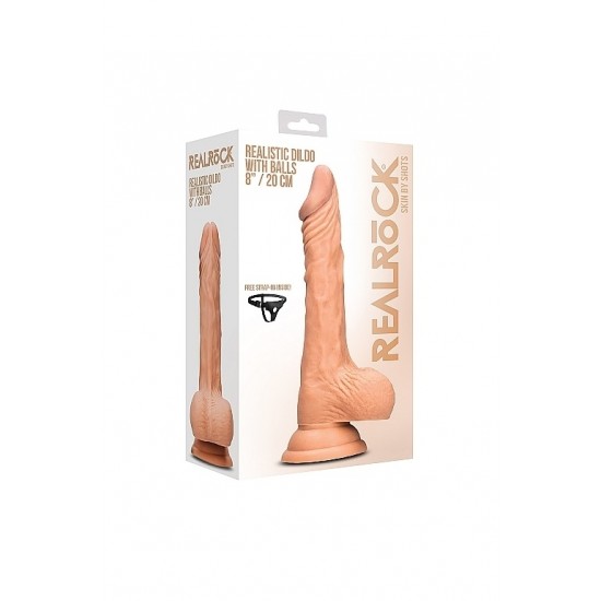 Телесный фаллоимитатор Realistic Dildo With Balls - 20 см.