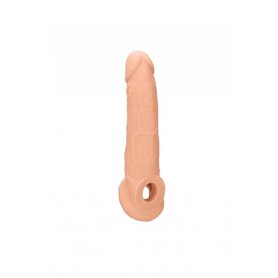 Телесная насадка с кольцом Penis Extender with Rings - 22 см.