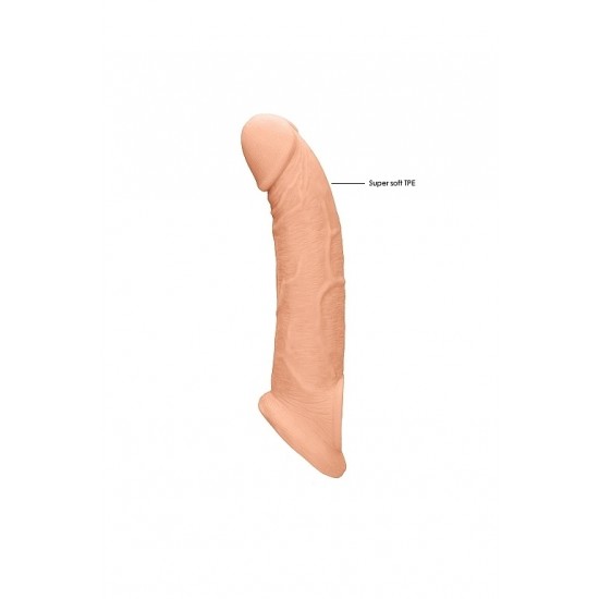 Телесная насадка с кольцом Penis Extender with Rings - 22 см.