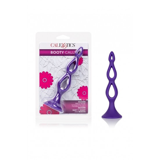 Фиолетовая анальная елочка Silicone Triple Probe - 14,5 см.