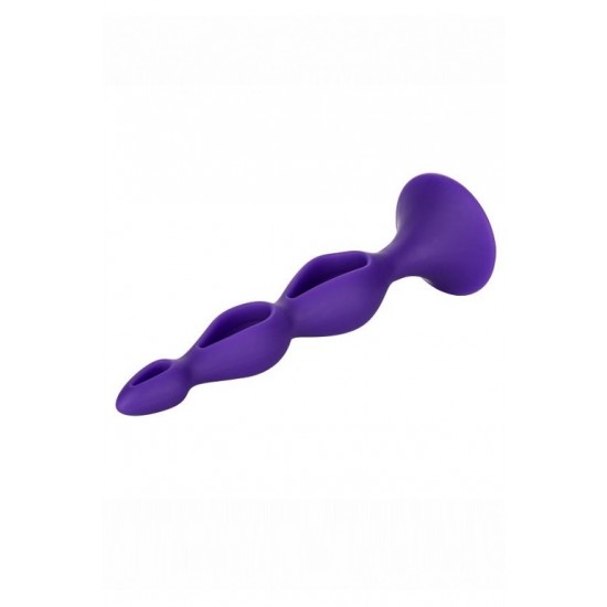 Фиолетовая анальная елочка Silicone Triple Probe - 14,5 см.