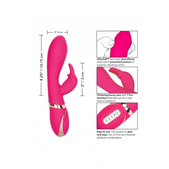 Розовый силиконовый вибратор с клиторальным отростком Signature Silicone Ultra-Soft Rabbit - 22,75 см.