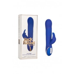 Синий вибратор Signature Silicone Rotating Beaded Rabbit с клиторальным отростком - 22,75 см.