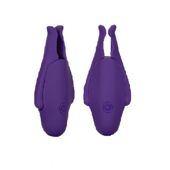 Фиолетовые виброзажимы для сосков Nipple Play Rechargeable Nipplettes