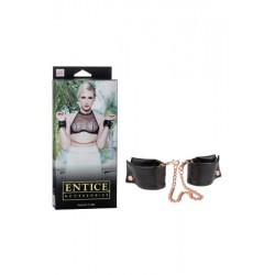 Черные мягкие наручники Entice French Cuffs с цепью Черные мягкие наручники Entice French Cuffs с цепью