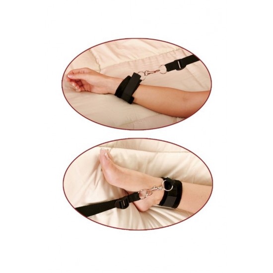 Набор Bed Bindings Restraint Kit: фиксатор наматрасный + наручники + наножники с захватами + маска