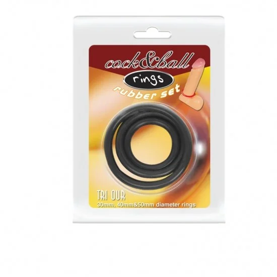 Baile Набор Эрекционных колец Cock & Ball rings Rubber Set BI-026013