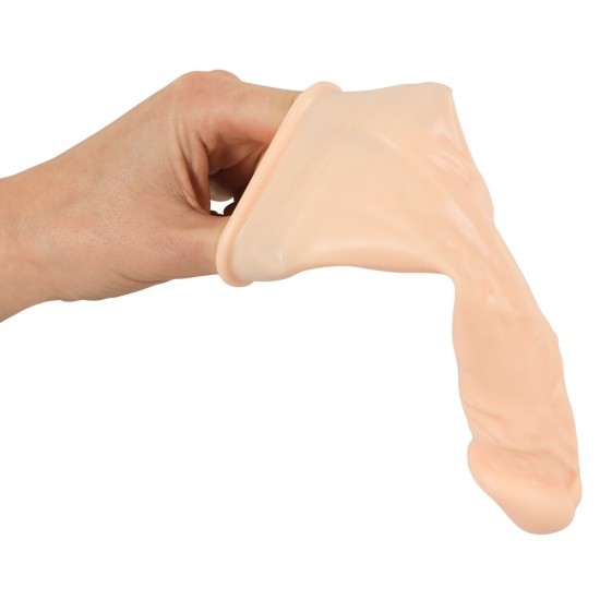 Насадка удлинитель из силикона телесная Penis extender with bulging glans and veins