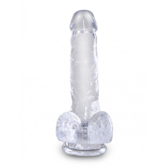 King Cock Clear 6 Cock with Balls Прозрачный фаллоимитатор с мошонкой на присоске