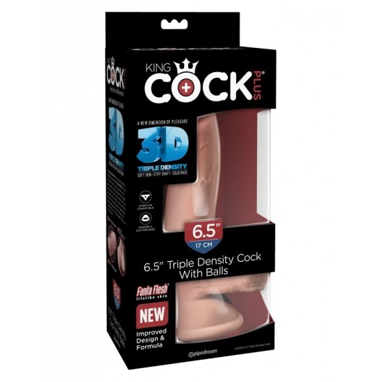 Фаллоимитатор на присоске Тройная плотность King Cock Plus 6.5 Triple Density Cock with Balls - Flesh