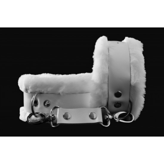 Оковы из натуральной кожи с нежным мехом, белый 915-06 BX DD Оковы из натуральной кожи с нежным мехом, белый 915-06 BX DD