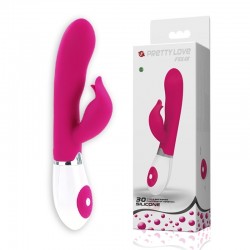 Розовый вибратор Felix с клиторальным стимулятором - 21 см.