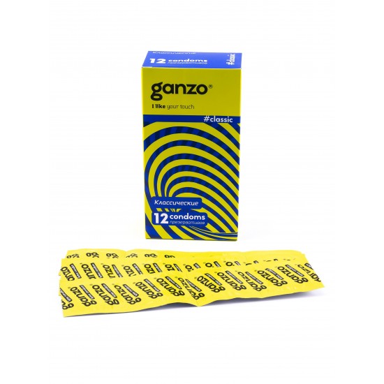Презервативы Ganzo Classic, классические, с обильной смазкой, латекс, 18,5 см, 12 шт