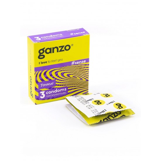 Презервативы Ganzo Sense, тонкие, латекс, 18 см, 3 шт