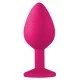 Средняя розовая анальная пробка Emotions Cutie Medium с фиолетовым кристаллом - 8,5 см. 4012-02Lola