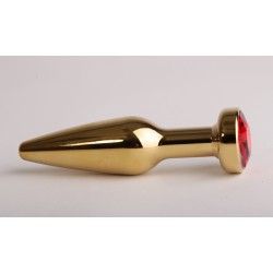 Золотистая анальная пробка с красным кристаллом - 11,2 см. Золотистая анальная пробка с красным кристаллом - 11,2 см.