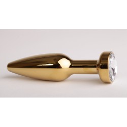 Золотистая анальная пробка с прозрачным кристаллом - 11,2 см. Золотистая анальная пробка с прозрачным кристаллом - 11,2 см.