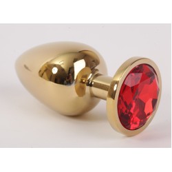 Золотистая анальная пробка с красным кристаллом - 8,2 см. Золотистая анальная пробка с красным кристаллом - 8,2 см.