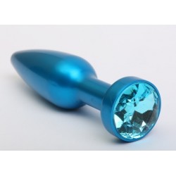 Большая синяя анальная пробка с голубым стразом - 11,2 см. Большая синяя анальная пробка с голубым стразом - 11,2 см.