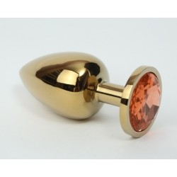 Золотистая анальная пробка с желтым кристаллом - 9,5 см. Золотистая анальная пробка с желтым кристаллом - 9,5 см.