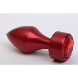 Красная анальная пробка с широким основанием и красным кристаллом - 7,8 см. Красная анальная пробка с широким основанием и красным кристаллом - 7,8 см.