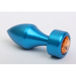 Синяя анальная пробка с жёлтым стразом - 7,8 см. Синяя анальная пробка с жёлтым стразом - 7,8 см.