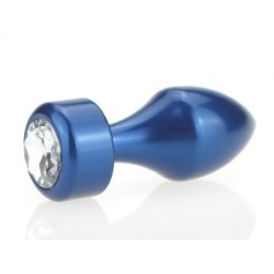 Синяя анальная пробка с прозрачным стразом - 7,8 см. Синяя анальная пробка с прозрачным стразом - 7,8 см.