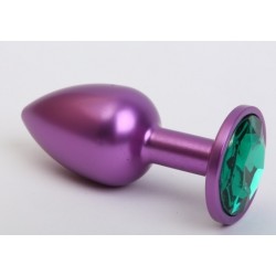 Фиолетовая анальная пробка с зеленым стразом - 7,6 см. Фиолетовая анальная пробка с зеленым стразом - 7,6 см.
