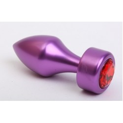Фиолетовая анальная пробка с широким основанием и красным кристаллом - 7,8 см. Фиолетовая анальная пробка с широким основанием и красным кристаллом - 7,8 см.