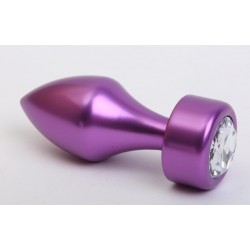Фиолетовая анальная пробка с широким основанием и прозрачным кристаллом - 7,8 см. Фиолетовая анальная пробка с широким основанием и прозрачным кристаллом - 7,8 см.