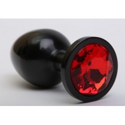 Чёрная анальная пробка с красным стразом - 8,2 см. Чёрная анальная пробка с красным стразом - 8,2 см.