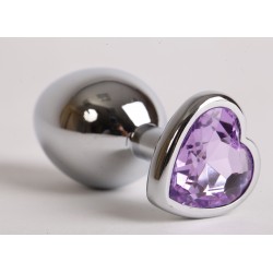 Анальная пробка сердечком с сиреневым стразом 7,5 х 2,8 см 47142-MM Анальная пробка сердечком с сиреневым стразом 7,5 х 2,8 см 47142-MM