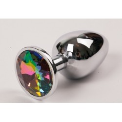 Анальная пробка серебро с радужным стразом 2,8 х 7,6 47112-ММ Анальная пробка серебро с радужным стразом 2,8 х 7,6 47112-ММ