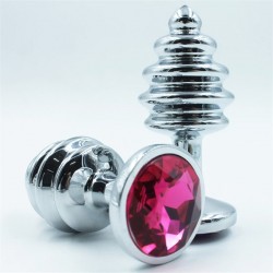 Фигурная анальная пробка с красным стразом - 7,6 см. Фигурная анальная пробка с красным стразом - 7,6 см.