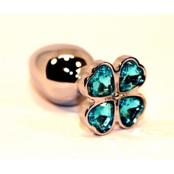 Серебристая пробка с цветком из голубых сердечек - 7 см. Серебристая пробка с цветком из голубых сердечек - 7 см.