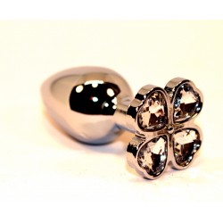 Серебристая пробка с цветком из прозрачных сердечек - 7 см.