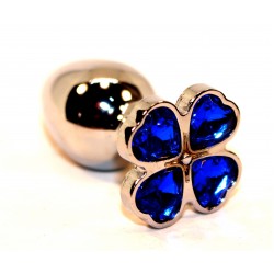 Серебристая пробка с цветком из синих сердечек - 7 см. Серебристая пробка с цветком из синих сердечек - 7 см.