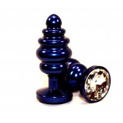 Синяя рифлёная пробка с прозрачным кристаллом - 7,3 см. Синяя рифлёная пробка с прозрачным кристаллом - 7,3 см.