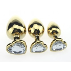 Золотистая пробка с прозрачным кристаллом-сердечком - 8 см. Золотистая пробка с прозрачным кристаллом-сердечком - 8 см.