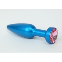 Большая синяя анальная пробка с розовым стразом - 11,2 см. Большая синяя анальная пробка с розовым стразом - 11,2 см.