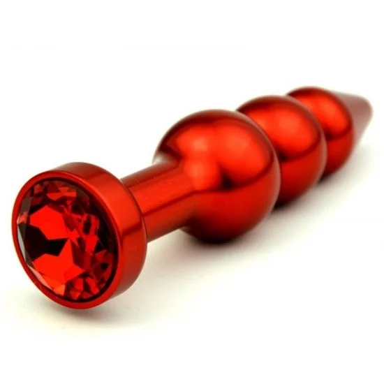 Красная анальная ёлочка с красным кристаллом - 11,2 см. 47431-2MM