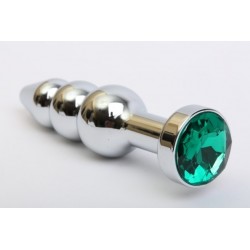 Серебристая анальная ёлочка с зеленым кристаллом - 11,2 см. Серебристая анальная ёлочка с зеленым кристаллом - 11,2 см.